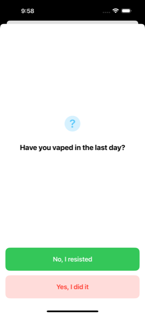 Quitly check-in prompt asking whether you resisted