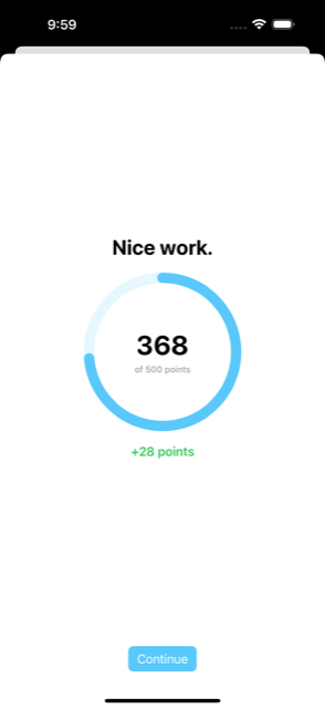 Quitly points earned animation