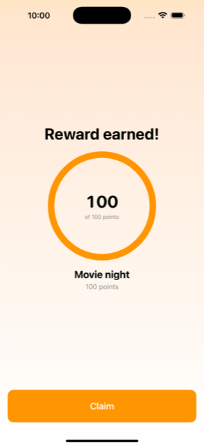 Quitly reward earned celebration screen